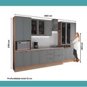 Ver imagem 7 de Armário de Cozinha Completa com Balcão Milla Lara Carraro Nogal com Cinza Titânio