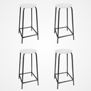 Ver imagem 1 de Kit 4 Banco de Metal Bar Assento Plástico Empilhável Branco 65cm