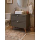 Ver imagem 3 de Gabinete para Banheiro com Tampo Cuba e Espelheira Organica 80cm Retro Mdf Verde Milano - On Móveis