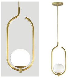 Lustre Pendente On Clip - Ouro com Globo de Vidro Branco - 5