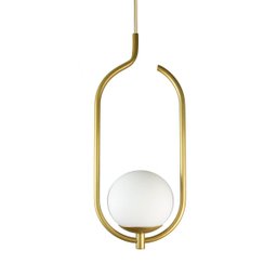 Lustre Pendente On Clip - Ouro com Globo de Vidro Branco - 1