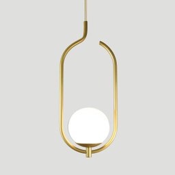 Lustre Pendente On Clip - Ouro com Globo de Vidro Branco - 3
