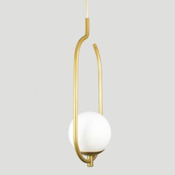 Lustre Pendente On Clip - Ouro com Globo de Vidro Branco - 4
