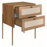 Mesa de Cabeceira 2 Gavetas Palhinha Pés Metálicos 28933 Oslo Artesano - Hanover/dourado - 3