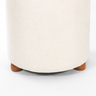 Puff Turim Decorativo Tecido Linho Banqueta Redondo Pés de Madeira - 2