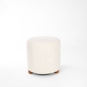 Ver imagem 1 de Puff Turim Decorativo Tecido Linho Banqueta Redondo Pés de Madeira