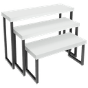 Ver imagem 1 de Trio De Mesas Expositoras Para Loja MDF Comac - Branco/Preto