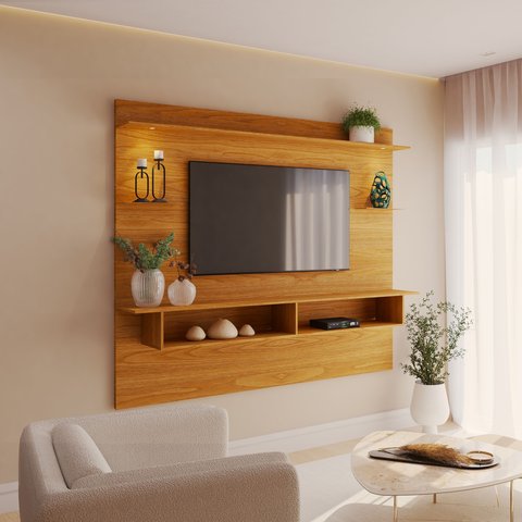 Painel para TV até 55 Polegadas 2,1CMX180CM 2 Nichos Viena Marrom