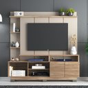 Ver imagem 1 de Estante para TV e Home Theater até 65 Polegadas 178,6CMX183CM 2 Portas Ripadas Bege