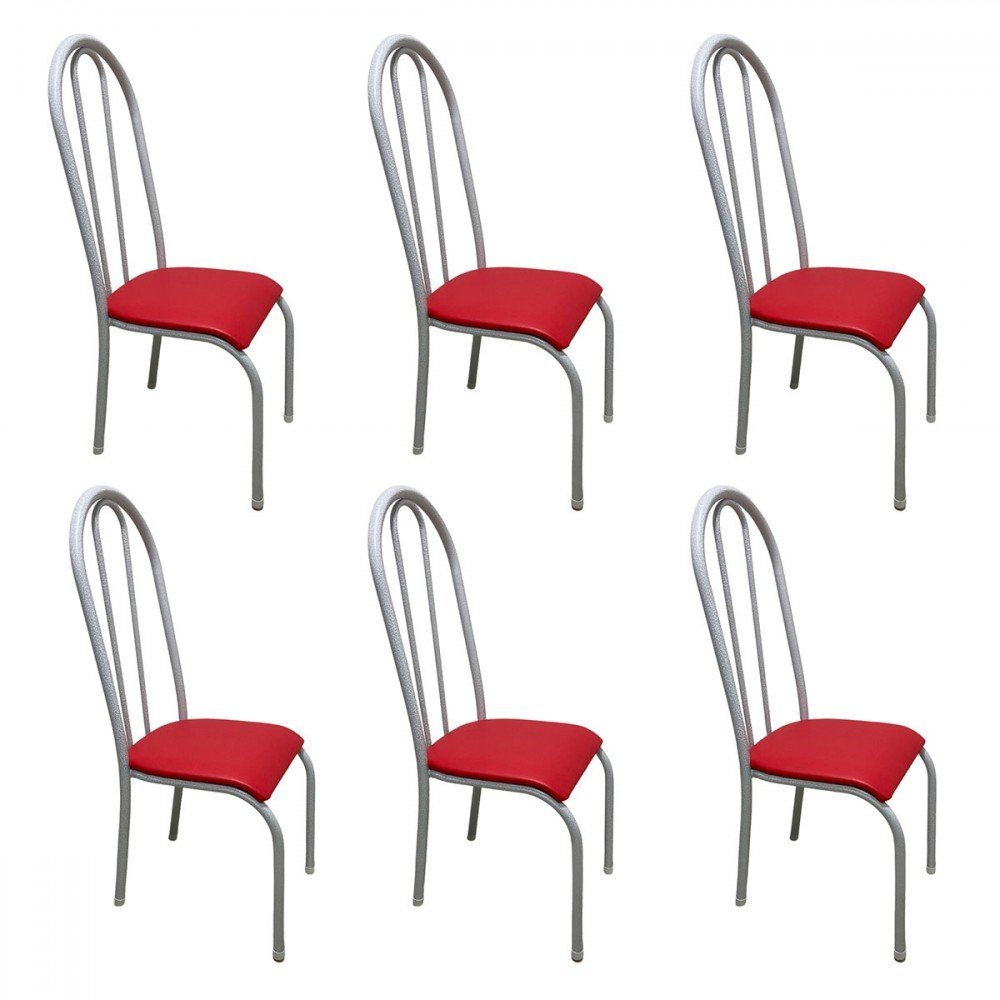Kit 6 Cadeiras para Cozinha Requinte Branco/vermelho - Wj Design - 1