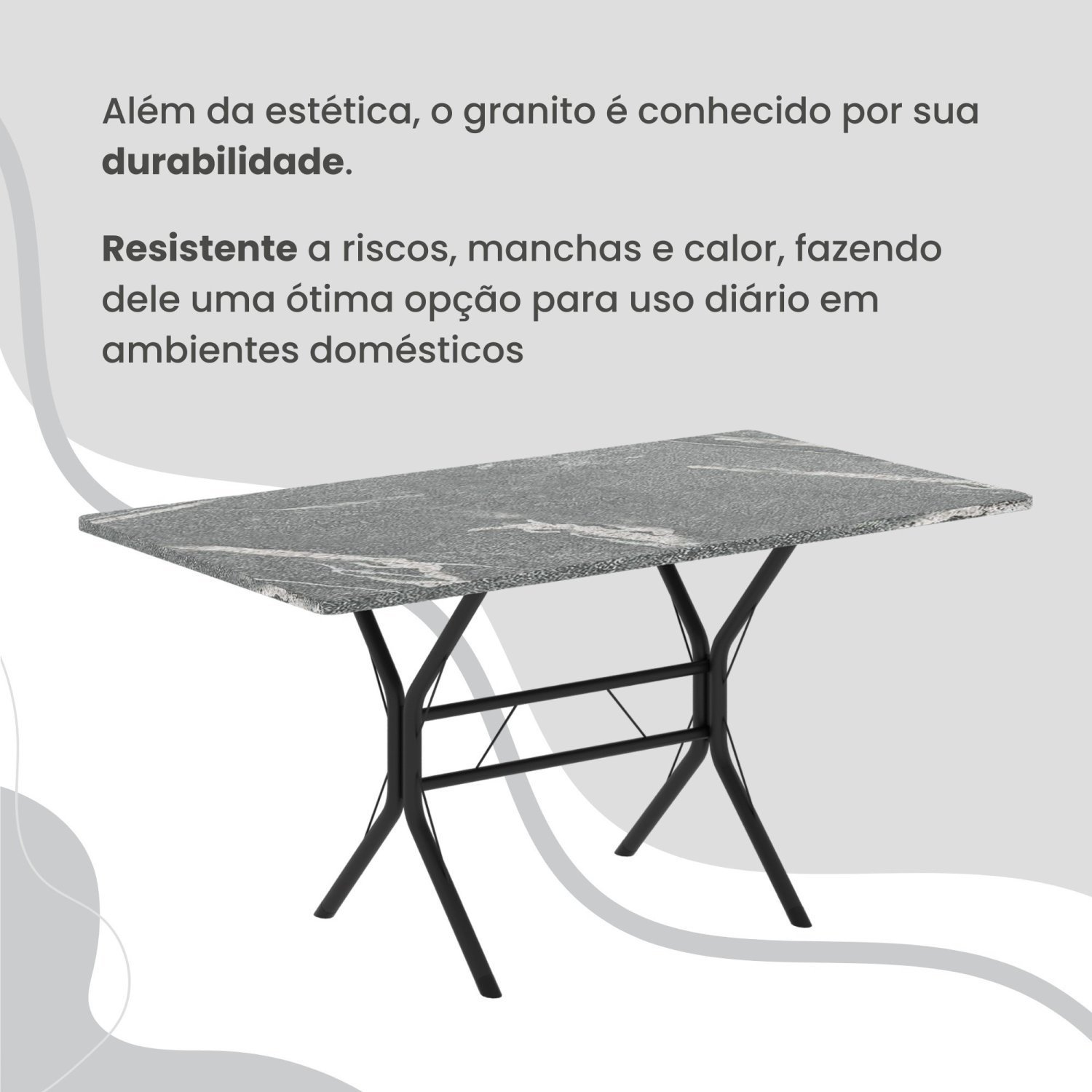 Conjunto Sala de Jantar Mesa Retangular 100x60cm Tampo Granito Topázio 4 Cadeiras Paraty - 8