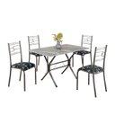 Ver imagem 2 de Conjunto Sala de Jantar Mesa Retangular 100x60cm Tampo Granito Topázio 4 Cadeiras Paraty Prata/Preto Floral/Mart