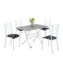 Ver imagem 2 de Conjunto Sala de Jantar Mesa Retangular 100x60cm Tampo Granito Topázio 4 Cadeiras Paraty Branco/Preto Floral