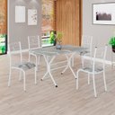 Ver imagem 1 de Conjunto Sala de Jantar Mesa Retangular 100x60cm Tampo Granito Topázio 4 Cadeiras Paraty Branco/Paraopeba