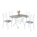 Ver imagem 2 de Conjunto Sala de Jantar Mesa Retangular 100x60cm Tampo Granito Topázio 4 Cadeiras Paraty Branco/Paraopeba