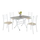 Ver imagem 2 de Conjunto Sala de Jantar Mesa Retangular 100x60cm Tampo Granito Topázio 4 Cadeiras Paraty Branco/Creme