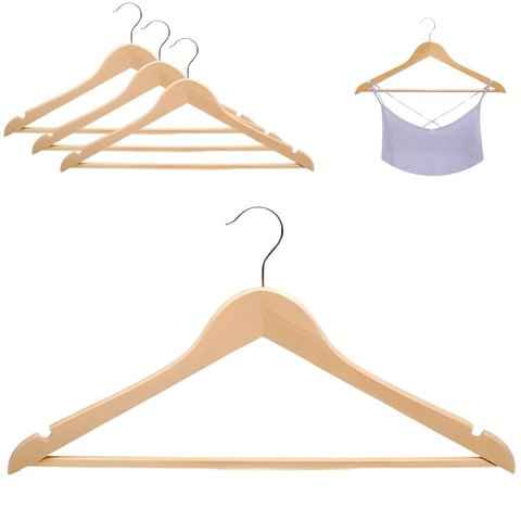 Kit 3 Cabides de Madeira com Verniz – Sofisticação e Durabilidade