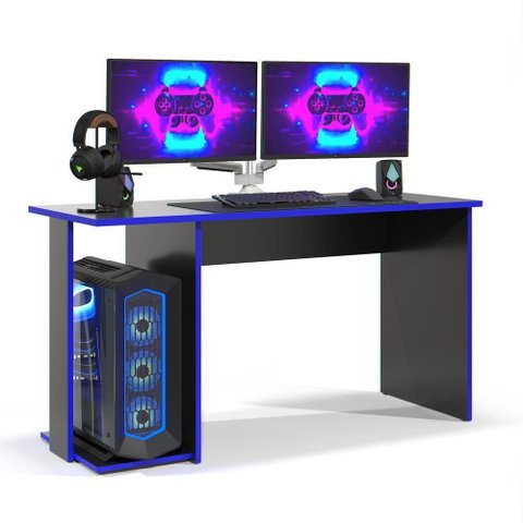 Mesa Escrivaninha Gamer Valorant com Espaço para Gabinetes e Monitores Estilo Moderno