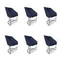 Ver imagem 1 de Kit 6 Poltronas Luxo Alana Veludo Azul Marinho Base Ferro Preto - Pallazio