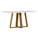 Ver imagem 3 de Conjunto Sala de Jantar Mesa Lectus 160x90 6 Cadeiras Serena Ype/off White/linho Palha