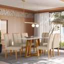 Ver imagem 2 de Conjunto Sala de Jantar Mesa Lectus 160x90 6 Cadeiras Serena Ype/off White/linho Palha