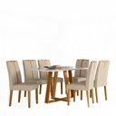 Ver imagem 1 de Conjunto Sala de Jantar Mesa Lectus 160x90 6 Cadeiras Serena Ype/off White/linho Palha