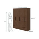 Ver imagem 4 de Guarda-Roupas Zeus 6 portas S/esp E S/pes Pvc Imbuia Clean Móveis Lopas