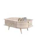 Ver imagem 3 de Mesa Centro Oval Curvo 2 Portas de Correr Indianapolis Branco Calacata/Off White