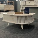 Ver imagem 6 de Mesa Centro Oval Curvo 2 Portas de Correr Indianapolis Branco Calacata/Off White