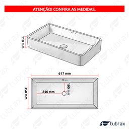 Cuba Banheiro Lavabo Em Louça Branca Sobrepor Retangular Tubrax - 4