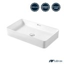 Ver imagem 3 de Cuba Banheiro Lavabo Em Louça Branca Sobrepor Retangular Tubrax