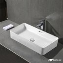 Ver imagem 1 de Cuba Banheiro Lavabo Em Louça Branca Sobrepor Retangular Tubrax