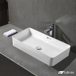 Cuba Banheiro Lavabo Em Louça Branca Sobrepor Retangular Tubrax - 1