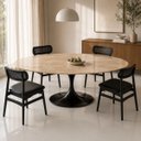 Ver imagem 4 de Mesa de Jantar Saarinen Oval 244x137 cm Tampo Mármore Travertino Base Laca Preta