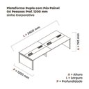 Ver imagem 3 de Estação de Trabalho Mesa Plataforma Escritório para 4 Pessoas Dupla com Caixa de Tomada Pé Painel Marrom/Noce Marromle/Cinza