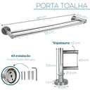 Ver imagem 4 de Suporte Porta Toalha Duplo Toalheiro Cromado 60cm Aço Inox Porta Toalha de Banho Acessorio Banheiro