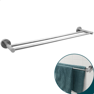 Suporte Porta Toalha Duplo Toalheiro Cromado 60cm Aço Inox Porta Toalha de Banho Acessorio Banheiro