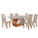 Ver imagem 1 de Mesa de Jantar Carolina 180cm Tampo MDF Vidro Canto Copo com 6 Cadeiras Lorena Moderna Mobília