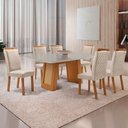 Ver imagem 7 de Mesa de Jantar Carolina 180cm Tampo MDF Vidro Canto Copo com 6 Cadeiras Lorena Moderna Mobília