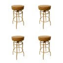 Ver imagem 1 de Banqueta Bar Altura 65cm Giratória Cor Dourado Fosco Assento Cor Caramelo Grosso Kit 4 Unidades Polt
