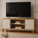 Ver imagem 4 de Rack para Sala de Estar TV 70 pol 2 Portas 160cm Pilar L05 Jequitibá Off White Fosco - Lyam Decor