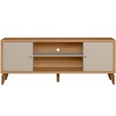 Ver imagem 7 de Rack para Sala de Estar TV 70 pol 2 Portas 160cm Pilar L05 Jequitibá Off White Fosco - Lyam Decor