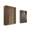 Ver imagem 1 de Quarto Completo Casal Guarda Roupa 4 Ptas Buriti + Cômoda Marabá Grafite S. Andirá