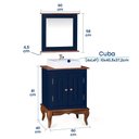 Ver imagem 6 de Gabinete para Banheiro 2 Portas com Cuba e Espelheira Dália 3057 - Azul Petróleo/imbuia Glazer