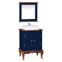 Ver imagem 1 de Gabinete para Banheiro 2 Portas com Cuba e Espelheira Dália 3057 - Azul Petróleo/imbuia Glazer