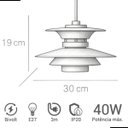 Ver imagem 3 de Pendente Grandia 30cm Preto com Dourado E27 Bivolt