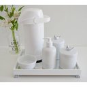 Ver imagem 1 de Kit Higiene Porcelana Prata Bebê Branco Bandeja Espelho Pote - Pássaro Prata