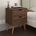 Ver imagem 1 de Mesa de Cabeceira Madri com 2 Gavetas - Pés Retrô Palito em PVC - Canela
