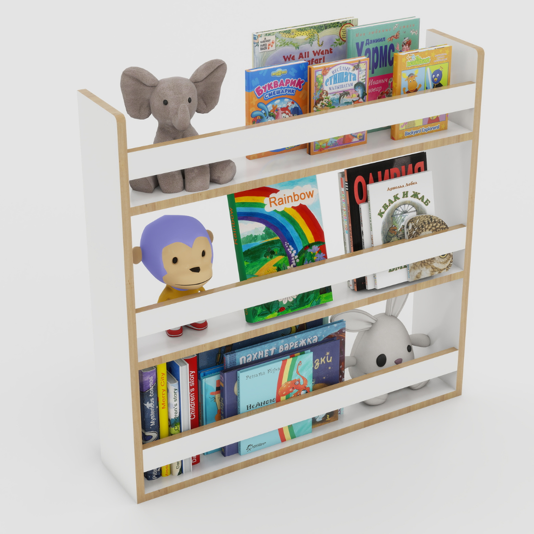 Revisteiro Estante Montessori Infantil para Livros Branco 70x70 Cm