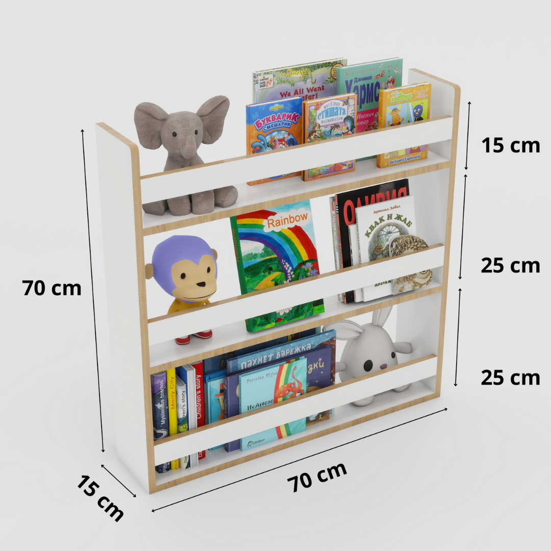 Revisteiro Estante Montessori Infantil para Livros Branco 70x70 Cm - 2